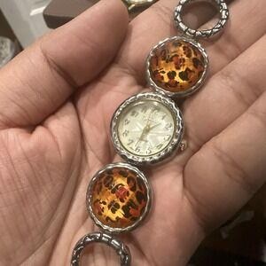 Working Geneva Platinum 25mm Bracelet woman watch‎ Orange Designer Band Fits 7in